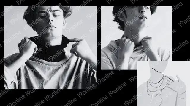 لمس الرقبة عند الرجل في لغة الجسد وتوسيع قبة القميص أو الكنزة. ثلاث أشخاص يقومون بتوسيع قبة القميص الذي يرتدونه. ورسم توضيحي لشخص يلعب بطوق رقبته.