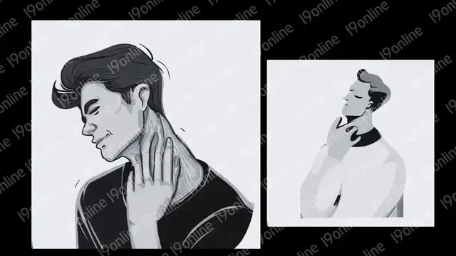 مامعنى لمس الرقبة في لغة الجسد، لمس الحلق في لغة الجسد. رسم توضيحي لشخصين يقومان بـ حك الرقبة أثناء الحديث